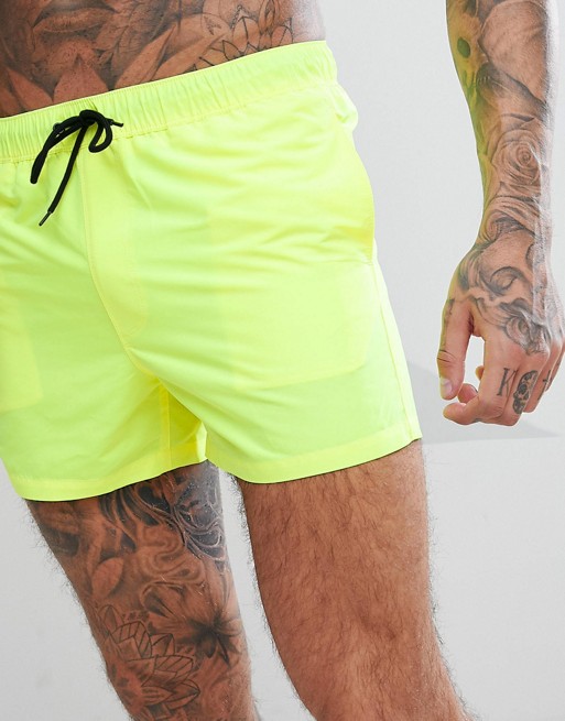 ASOS DESIGN | ASOS Swim Shorts In Neon Yellow Short Length