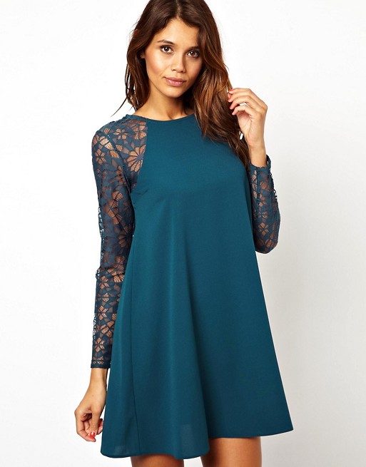 ASOS | ASOS Swing Dress With Lace Sleeves
