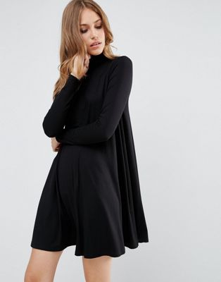 black turtleneck swing dress
