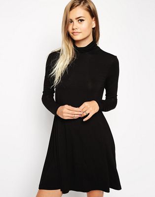 black turtleneck swing dress