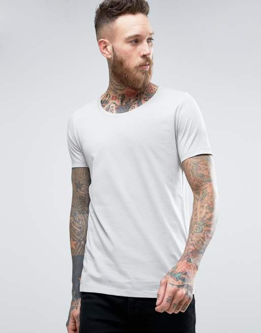 ASOS T-Shirt In Gray With Scoop Neck