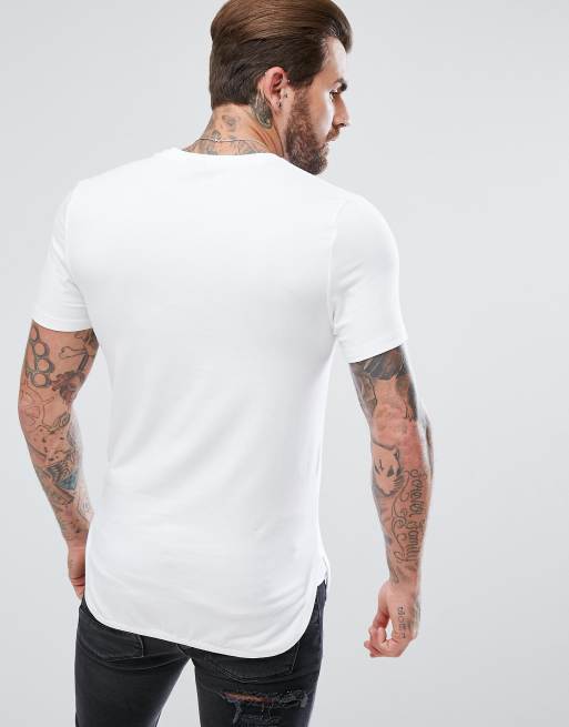 ASOS - T-shirt moulant long avec ourlet arrondi non tissé, 2 de 4
