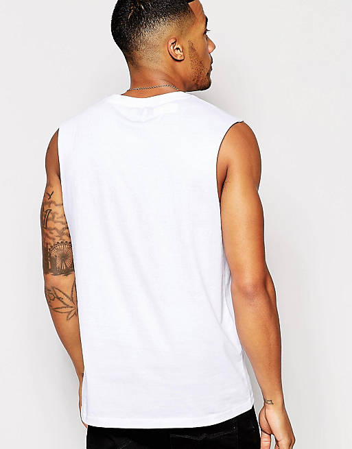 white Coton ASOS pour homme Débardeur en coton mélangé Homme Vêtements T-shirts T-shirts sans manches et débardeurs 