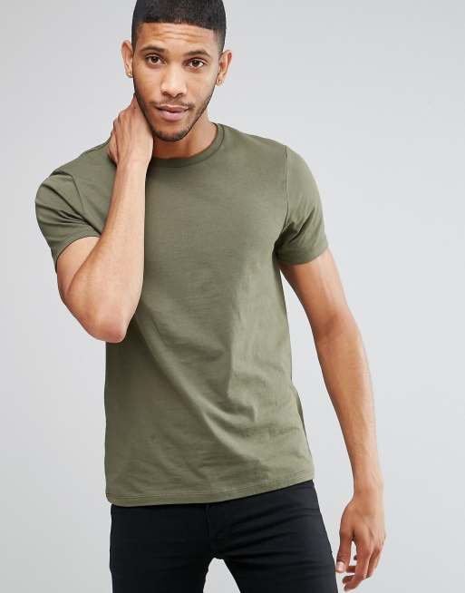 Khaki green t cheap shirt mens