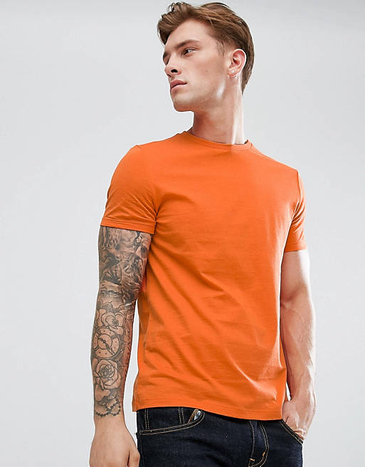 ASOS T-Shirt With Crew Neck In Orange