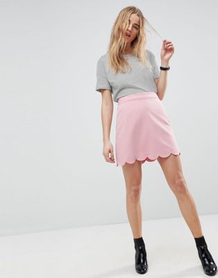 Scallop Hem Pink Skirt