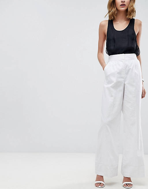 ASOS Tailored Clean Linen Wide Leg Trousers