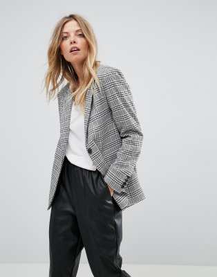 Asos Tailored Clean Mansy Blazer In Check Asos