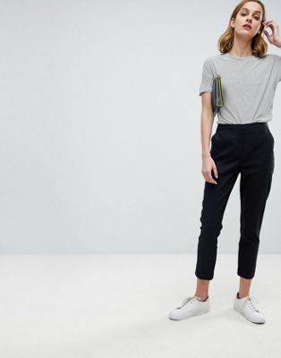 ASOS Tailored - Linnen broek met smaltoelopende pijpen-Zwart