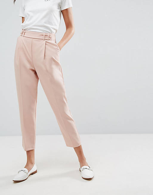 ASOS Tailored Pleat Front High Waist Tapered PANTS with Button & Tab Detail