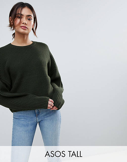 ASOS Tall Chunky Jumper In Crop With Volume Sleeve | ASOS