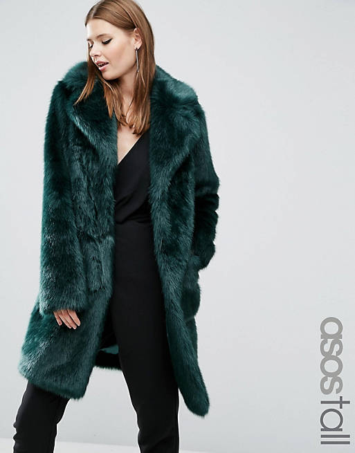 ASOS TALL Coat in Plush Faux Fur
