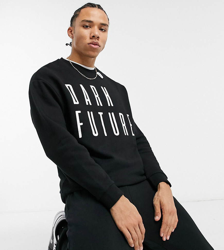 ASOS Tall - Dark Future - Oversized sweatshirt in zwart met logo op de borst