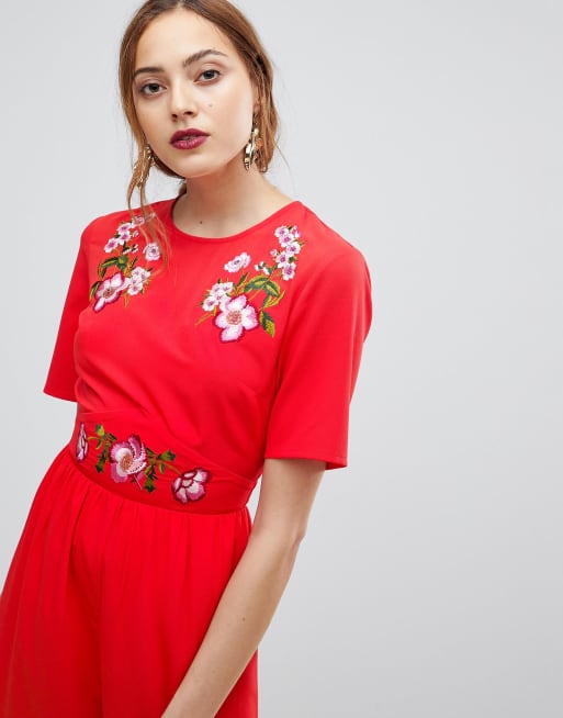 Asos store embroidered jumpsuit