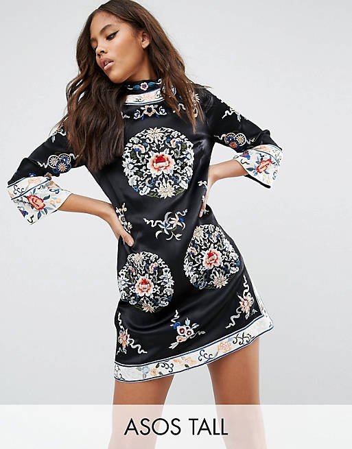ASOS TALL Embroidered Tunic Shift Dress