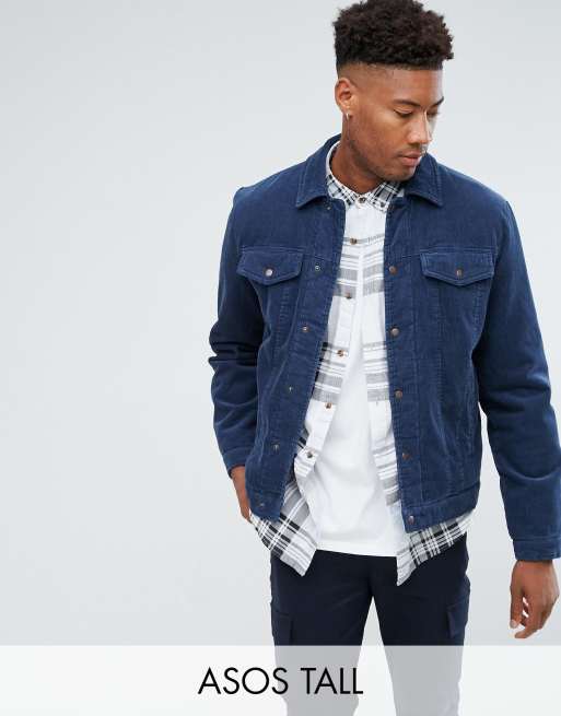 ASOS TALL - Gewatteerd corduroy jack in blauw