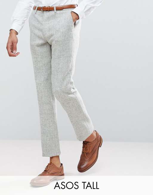 ASOS – Tall – Jasnoszary dopasowany garnitur w jodełkę 100% wełny Harris Tweed, 4 z 4