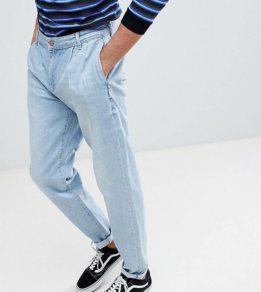 Asos Design - Asos tall - jeans blu chiaro slavato con pinces