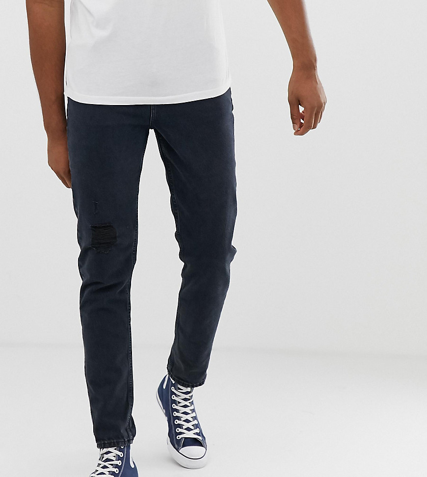 ASOS TALL - Jeans met smaltoelopende in zwart-Blauw