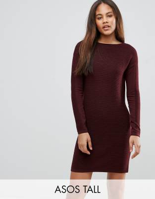 ASOS TALL Jumper Dress In Ripple Stitch