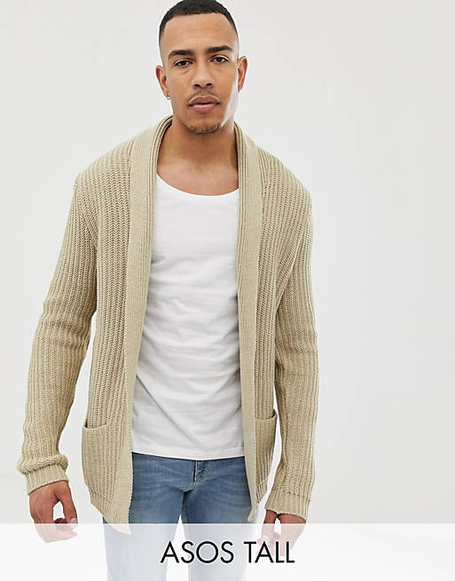 ASOS TALL Knitted Cardigan In Oatmeal