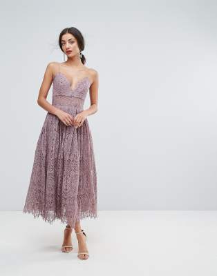 asos petite lace cami midi prom dress