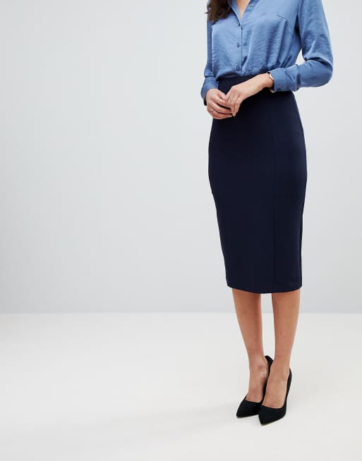 Asos navy clearance blue pencil skirt