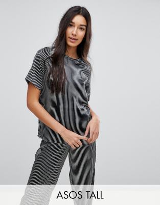 ASOS TALL Mono Stripe Pajama Tee-Multi