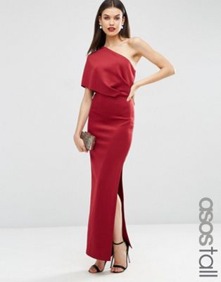 asos one shoulder maxi dress with exposed zip