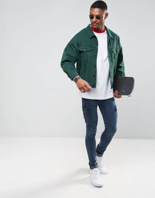 Asos green denim store jacket