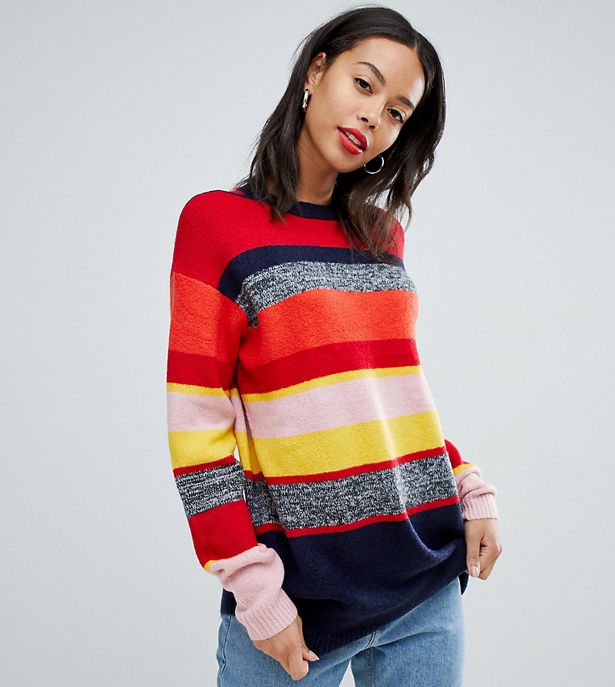 Asos Tall Oversized Sweater In Stripe-multi