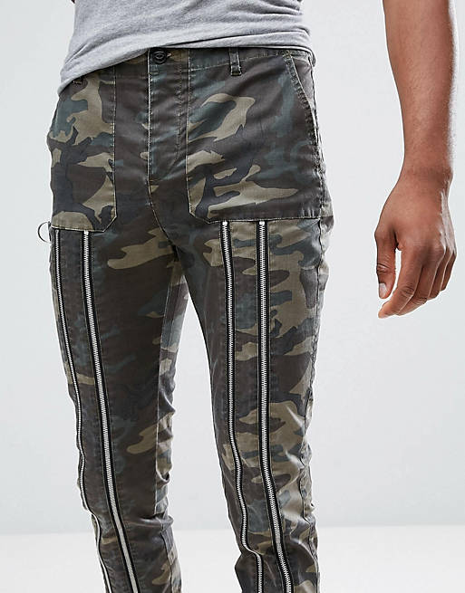 Mode Pantalons Pantalons taille haute Asos Pantalon taille haute motif de camouflage style d\u00e9contract\u00e9 
