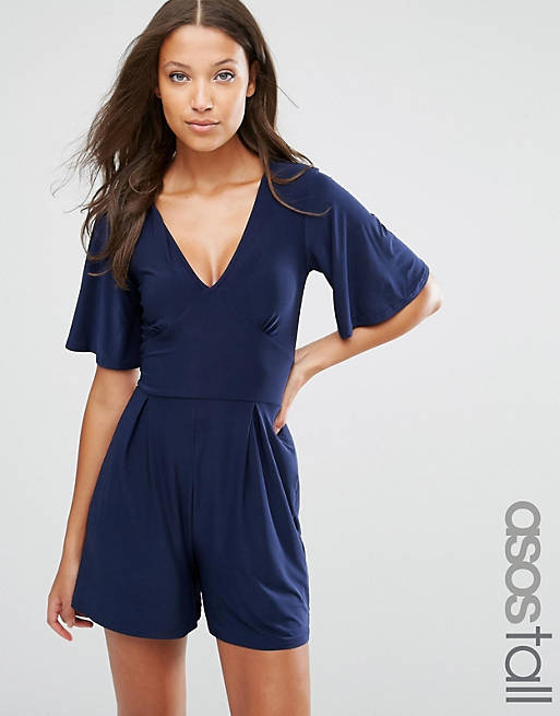 ASOS TALL Playsuit with Flutter Kimono Sleeve