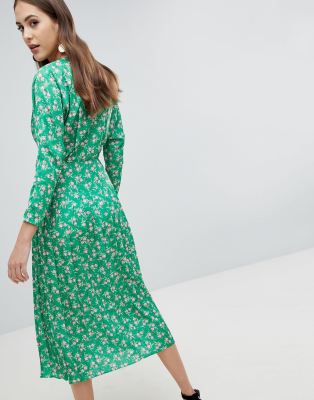 asos green floral dress