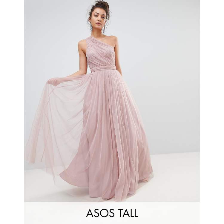 asos premium tulle one shoulder maxi dress