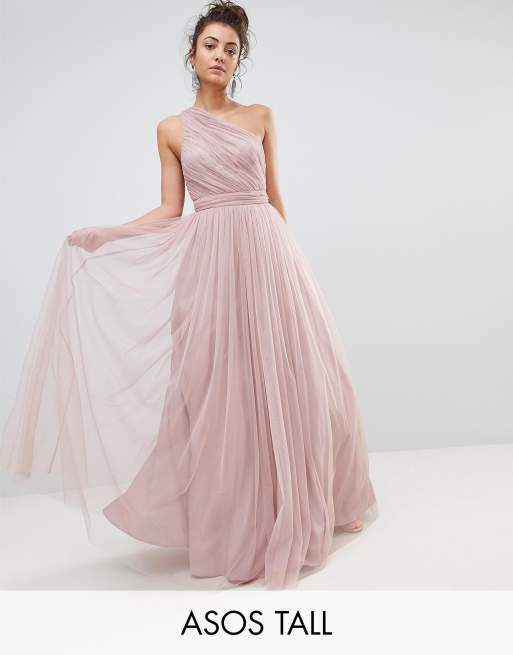 Asos design premium tulle 2025 one shoulder maxi dress