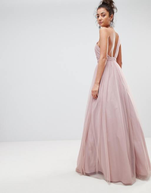 Asos design tall premium on sale tulle one shoulder maxi dress