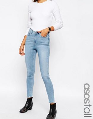 ASOS TALL - Ridley - Skinny jeans met hoge taille in stone wash-Blauw