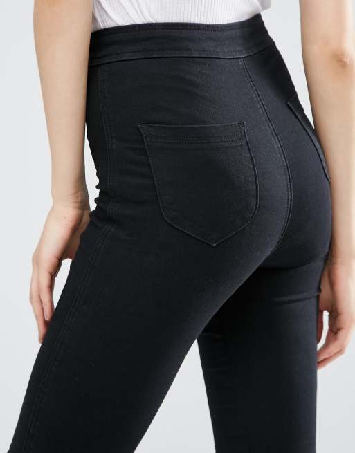 ASOS TALL Rivington High Waist Denim Jeggings in Clean Black