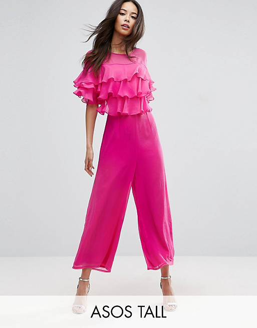ASOS TALL Ruffle Jumpsuit with Culotte Leg