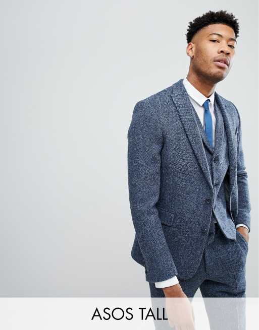 Blue tweed shop suit jacket