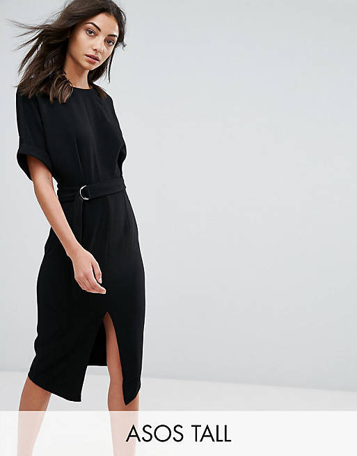 ASOS TALL Smart Woven Midi Dress with D-Ring | ASOS