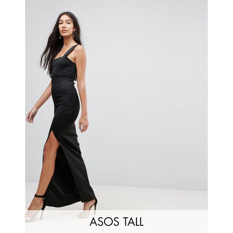 Asos square neck scuba store maxi dress with thigh split