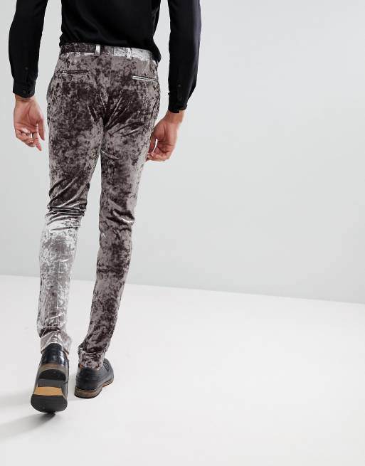 Mens crushed velvet store pants