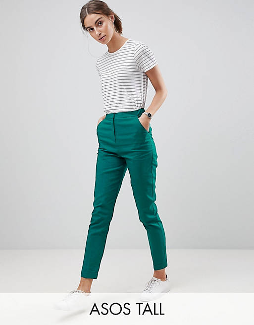 ASOS TALL Tailored Linen Cigarette Trousers | ASOS