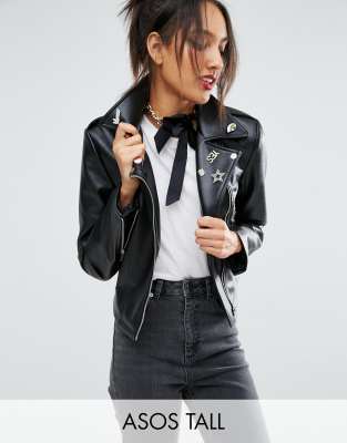 asos tall leather jacket