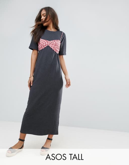 ASOS TALL - Vestito T-shirt lungo con top a reggiseno