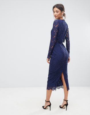 long sleeve midi pencil dress