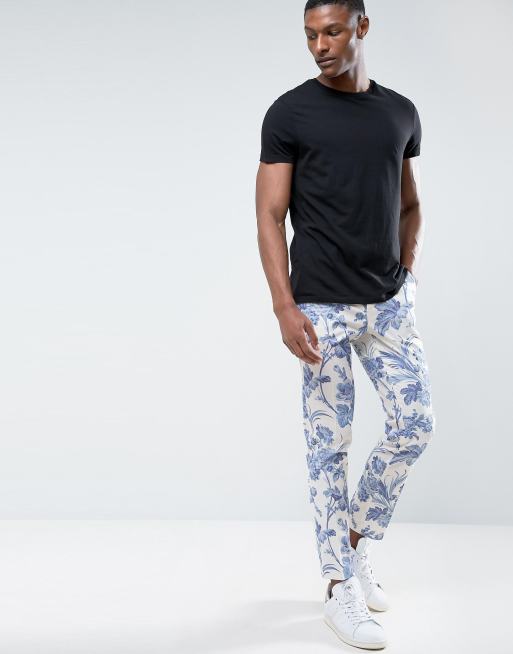 White shop flower pants