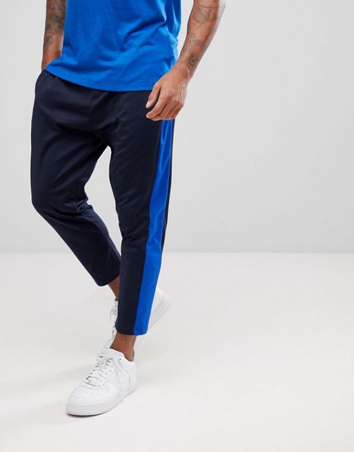 ASOS Tapered Cropped Polytricot Track Joggers With Side Panel | ASOS